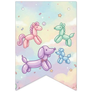 Cute Pastel Balloon Animal Birthday Girl Bunting