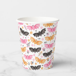 Cute Pastel Bats Halloween Paper Cups