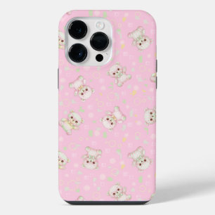 Cute Pastel Bear and Geometric Shapes Seamless iPhone 14 Pro Max Case