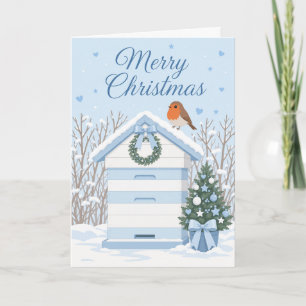 Cute Pastel Beehive Christmas Scene Card