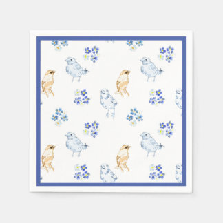 Cute pastel birds and floral seamless pattern   napkin