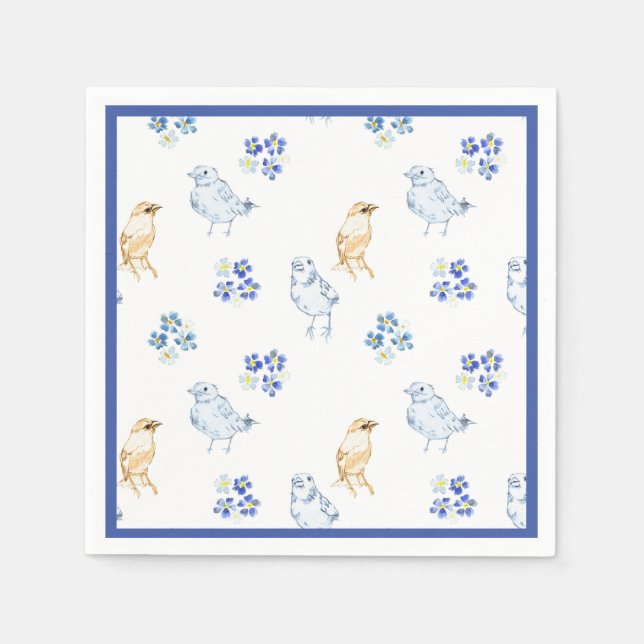 Cute pastel birds and floral seamless pattern   napkin (Front)