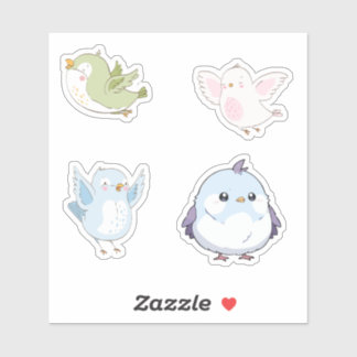 Cute Pastel Birds Vinyl Stickers
