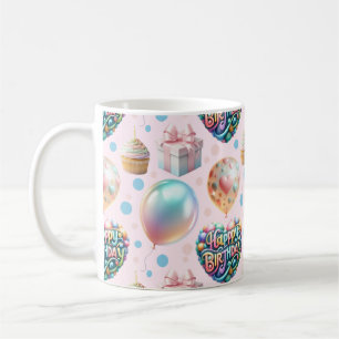 Cute pastel birthday pattern coffee mug