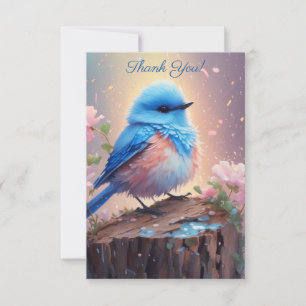 Cute Pastel Blue Bird Thank You Card