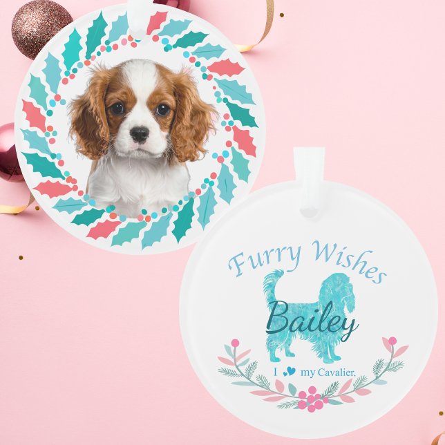 Cute Pastel Blue Cavalier | Custom Christmas Ornament (Creator Uploaded)