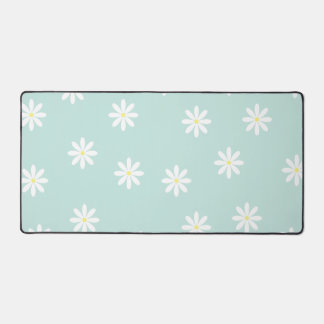 Cute Pastel Blue Daisy Flowers Aesthetic Desk Mat