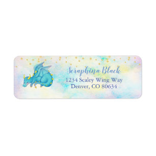 Cute Pastel Blue Dragon Return Address Label