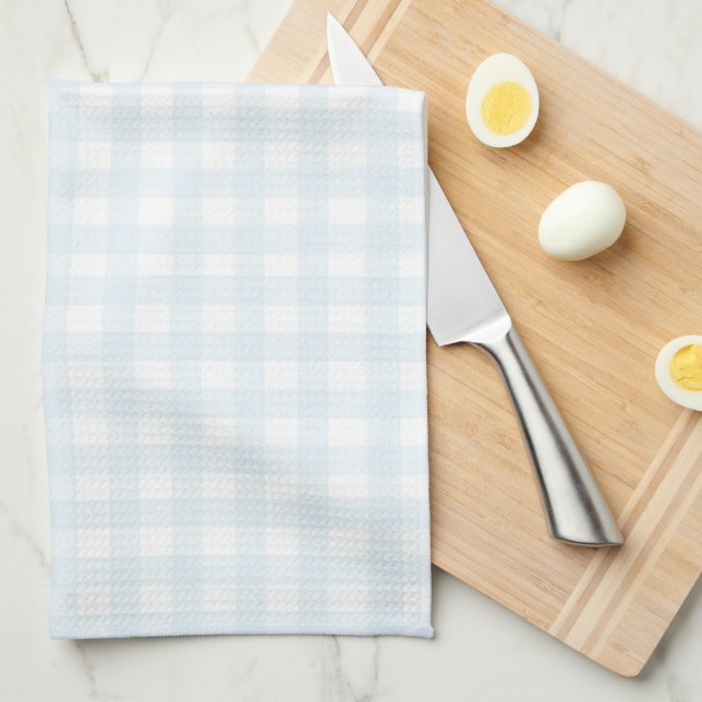 Cute Pastel Blue Gingham Tea Towel (Quarter Fold)