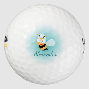 Cute Pastel Blue Green Sweet Bumble Bee Cartoon Golf Balls