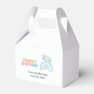 Cute pastel blue happy birthday elephant favour bo favour box