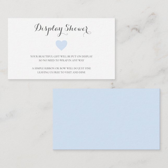 Cute Pastel Blue Heart Baby Boy Display Shower Enclosure Card (Front/Back)