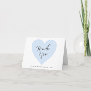 Cute Pastel Blue Heart Boy Baby Shower Thank You Card
