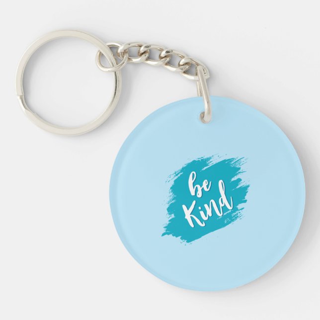 Cute Pastel Blue Motivational Key Ring (Front)