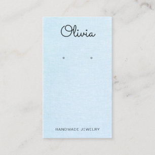 Cute Pastel Blue Script  Earring Display Business Card