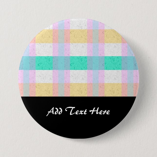 Cute Pastel Blue Yellow Teal Plaid Pattern 7.5 Cm Round Badge (Front)