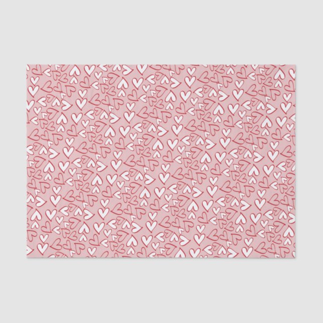 Cute Pastel Blush Pink Red Hearts Art Pattern Tissue Paper (Front)