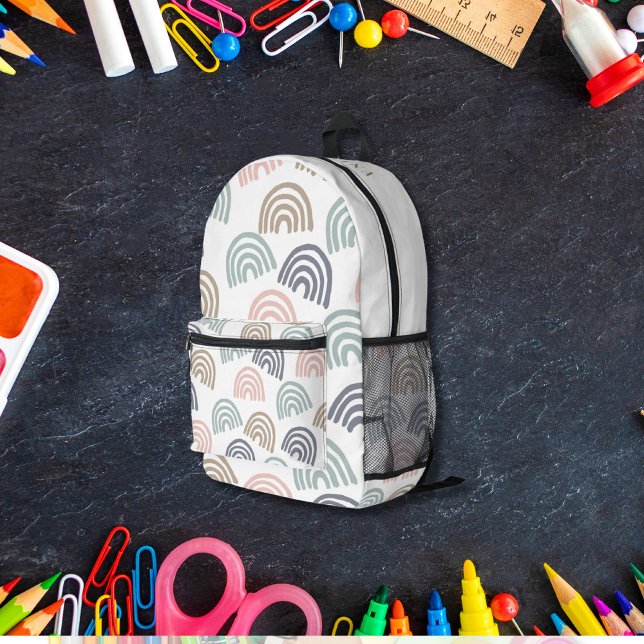 Cute Pastel Boho Rainbow Pattern Printed Backpack (Creator Uploaded)
