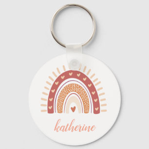 Cute Pastel Boho Terracotta Rainbow Key Ring