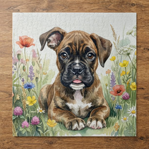 Cute Pastel Boxer Puppy Jigsaw Puzzle