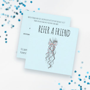 Cute Pastel Bride Wavy Hairstyle Hair Salon Floral Appointment Card