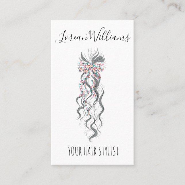Cute Pastel Bride Wavy Hairstyle Hair Salon QR Business Card (Front)