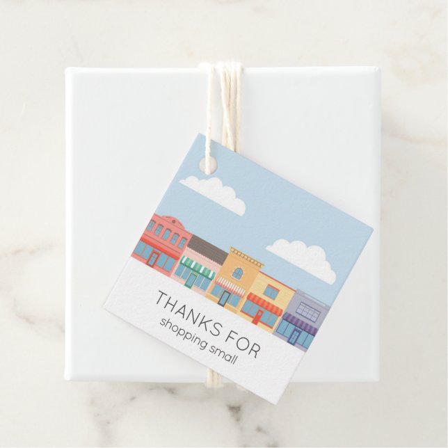 Cute Pastel Buildings Modern Hang Tag (In Situ)