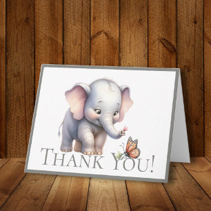 Cute Pastel Butterfly Rainbow Border Thank You Note Card
