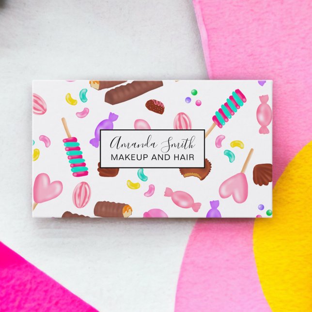 Cute pastel candy sweet illustration pattern business card (Cute pastel candy sweet illustration pattern business card)