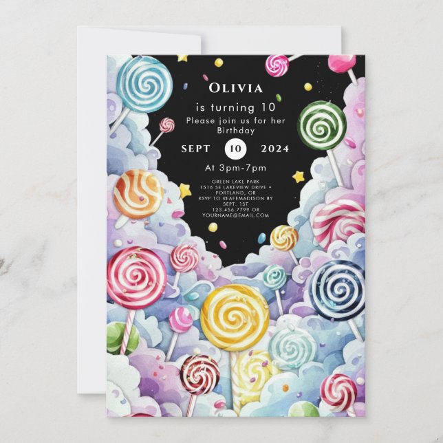Cute Pastel Candyland Birthday Invitation (Front)