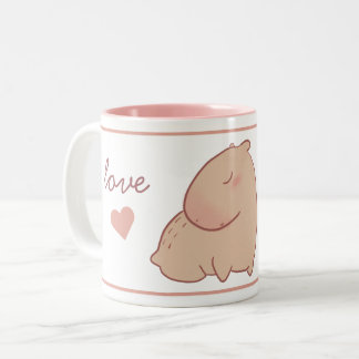Cute pastel capybara Two-Tone coffee mug