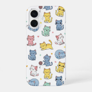 Cute Pastel Cartoon Cats Pattern Phone Case