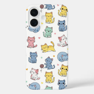 Cute Pastel Cartoon Cats Pattern Phone Case