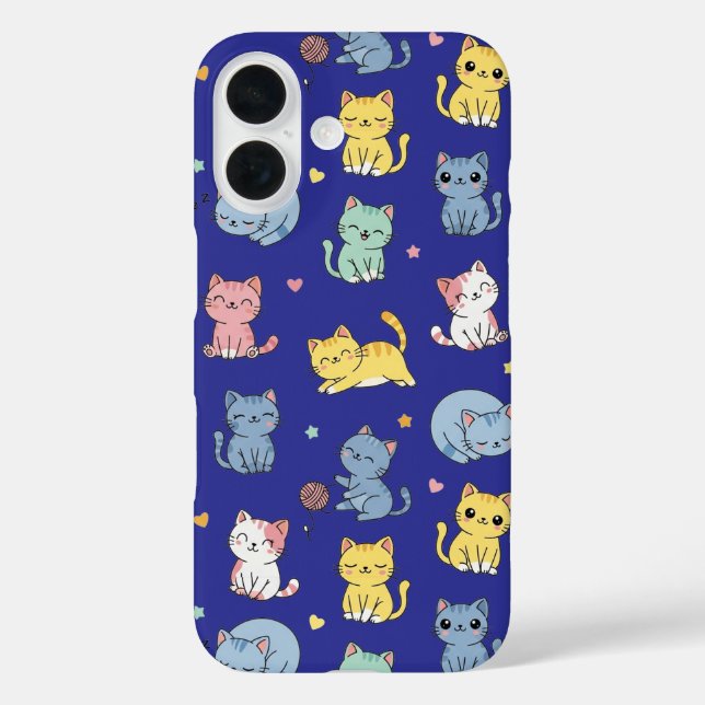 Cute Pastel Cartoon Cats Pattern Phone Case (Back)