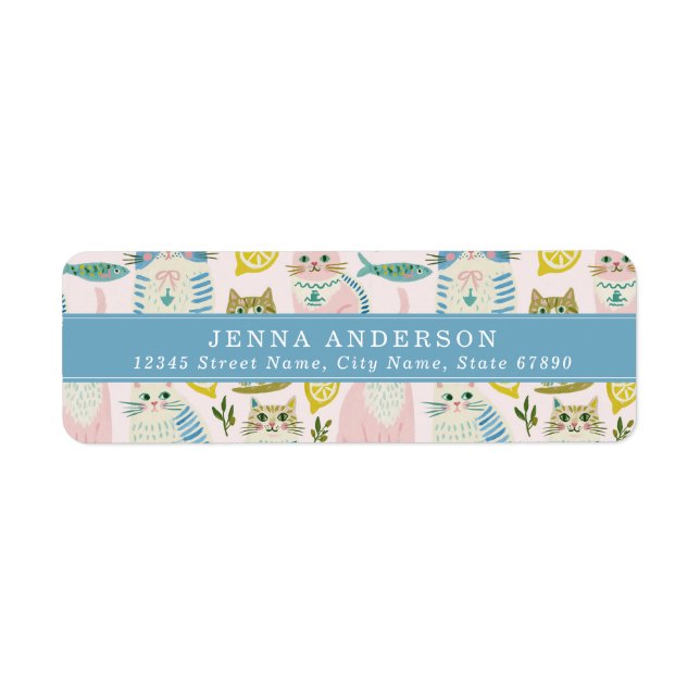 Cute Pastel Cat Address Label (Front)