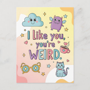 Cute Pastel Cat Monster Kawaii Art Postcard