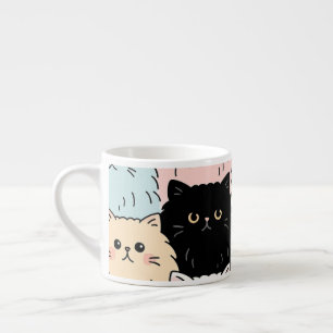 Cute Pastel Cat Pattern Kawaii Fluffy Kitty Espresso Cup