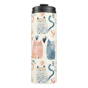 Cute pastel cat pattern  thermal tumbler