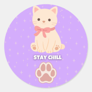 Cute Pastel Cat Stay Chill Sticker