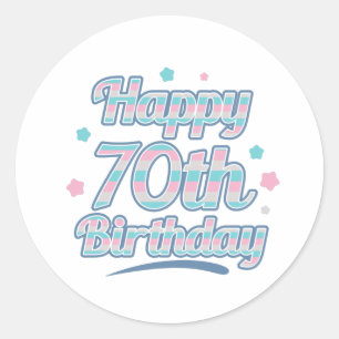 Cute Pastel Celebrating the 70th birthday Classic Round Sticker