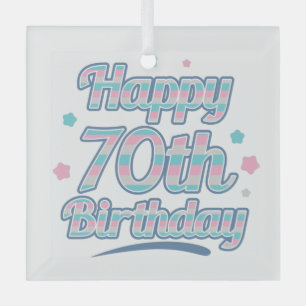 Cute Pastel Celebrating the 70th birthday Glass Tree Decoration