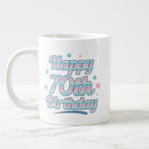 Cute Pastel Celebrating the 70th birthday Large Coffee Mug