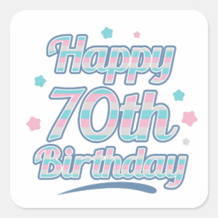 Cute Pastel Celebrating the 70th birthday Square Sticker