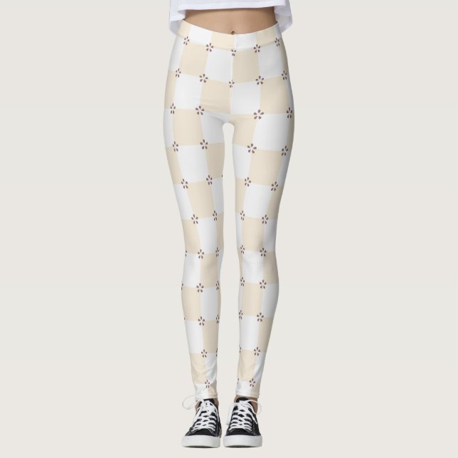 Cute Pastel Checked Floral Leggings (Front)