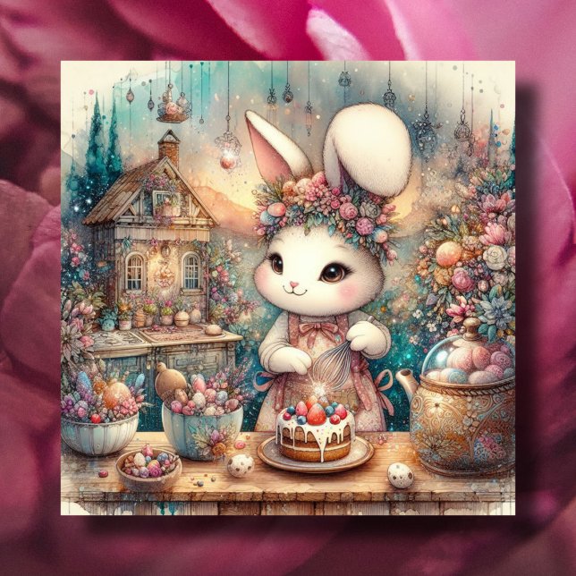 Cute Pastel Chef Bunny Easter Christian  Holiday Card (Creator Uploaded)
