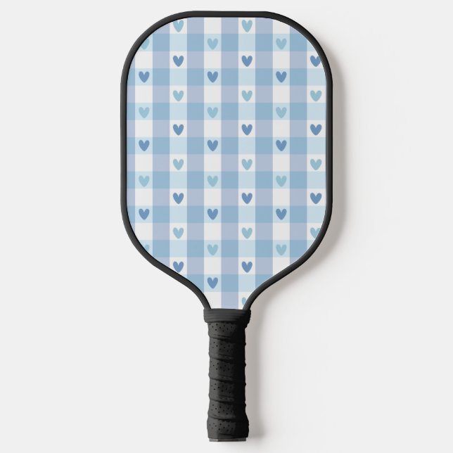 Cute Pastel Chequered Love Design Pickleball Paddle (Front)