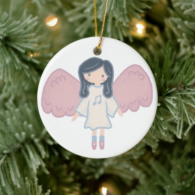 Cute Pastel Christmas Angel Custom Year Ceramic Tree Decoration (Tree)