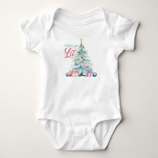 Cute Pastel Christmas Tree Baby Bodysuit (Front)