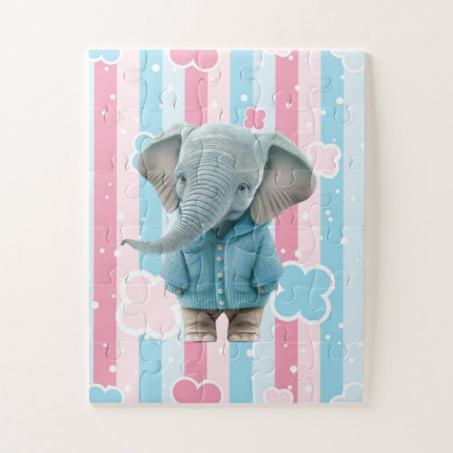 Cute Pastel Colors Elephant Puzzles  (Vertical)