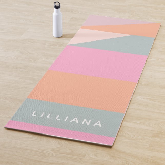 Cute Pastel Colour Block Geometric Personalised Yoga Mat (In Situ)